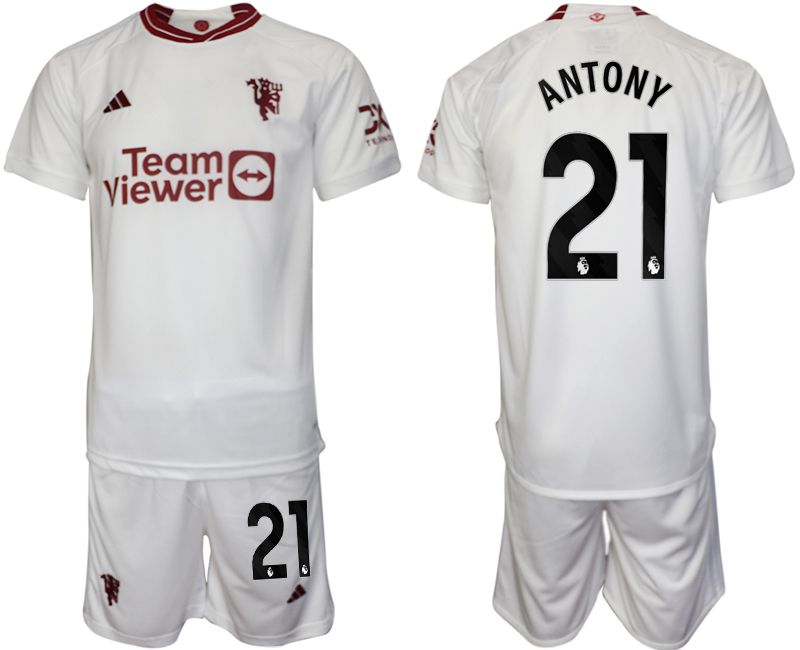 Men 2023-2024 Club Manchester United away white #21 Soccer Jersey